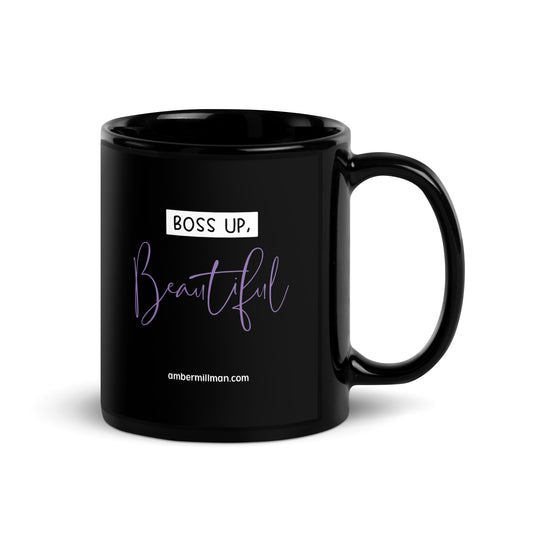 Boss Up Beautiful Black Glossy Mug