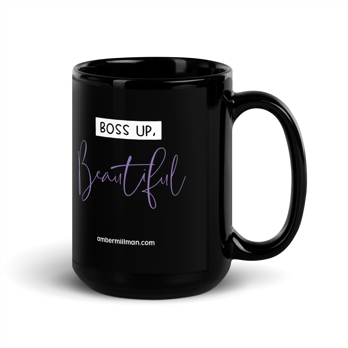 Boss Up Beautiful Black Glossy Mug