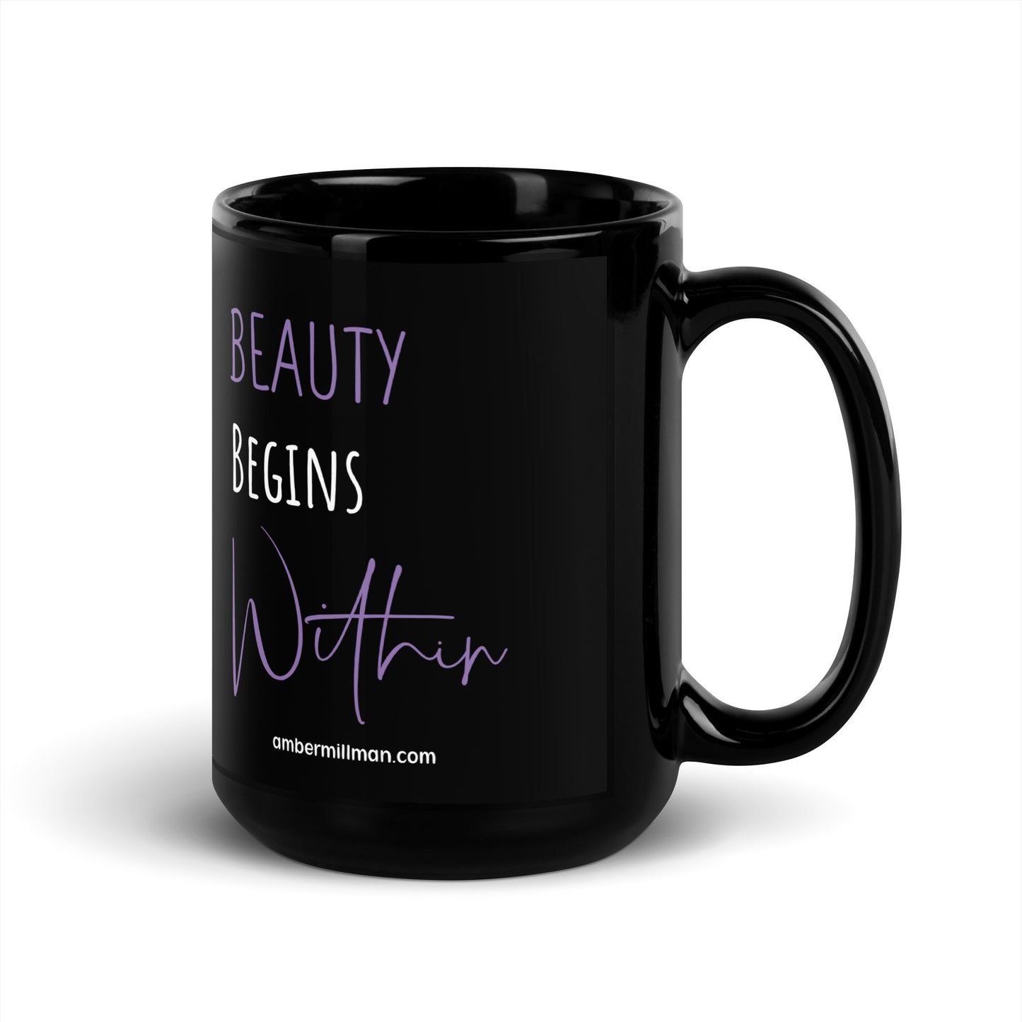 Beauty Begins Within Black Glossy Mug