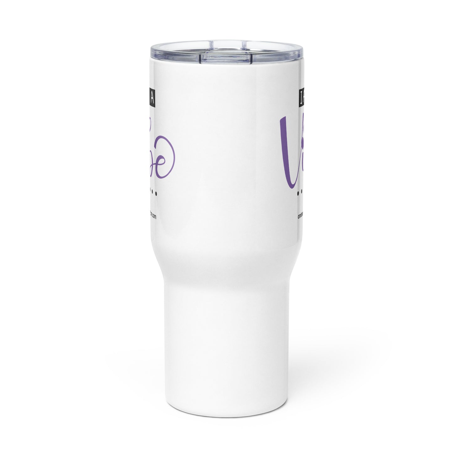 I am a Vibe Travel mug with a handle