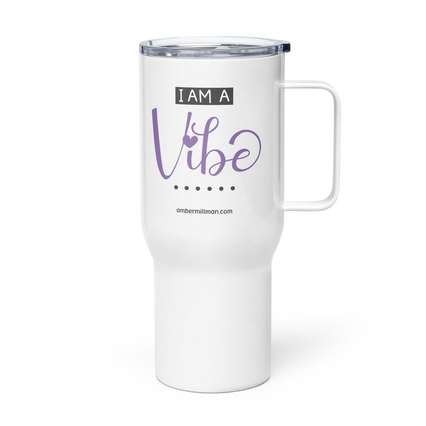 I am a Vibe Travel mug with a handle