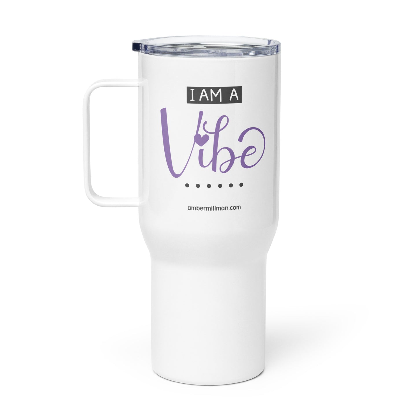 I am a Vibe Travel mug with a handle