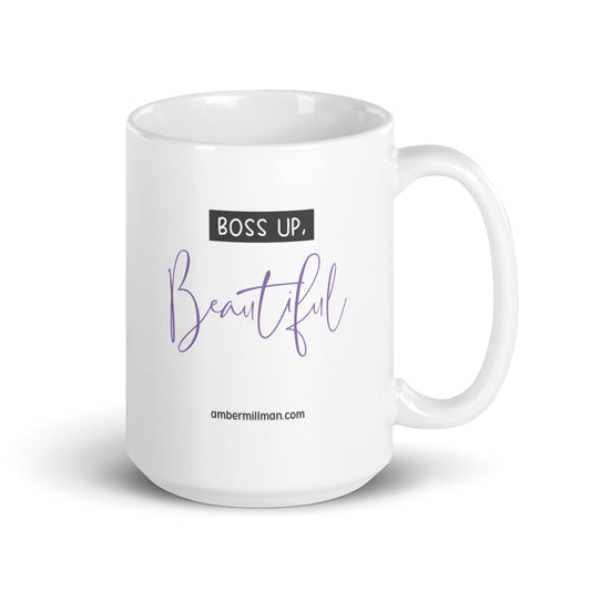 Boss Up Beautiful - White glossy mug